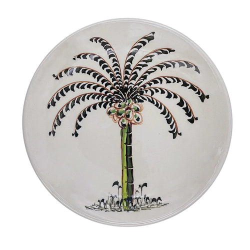 The Voyage Dubai - Side Plate Palm, 19cm  A recent addition to the Villa Bologna Pottery family, the Palm collection is designed to evoke the sunny spirit of the Mediterranean, whose islands are dotted with them. Mix-and-match the Palm with other designs for an informal look.  Perfect for setting a table and equally stunning hung on a wall.