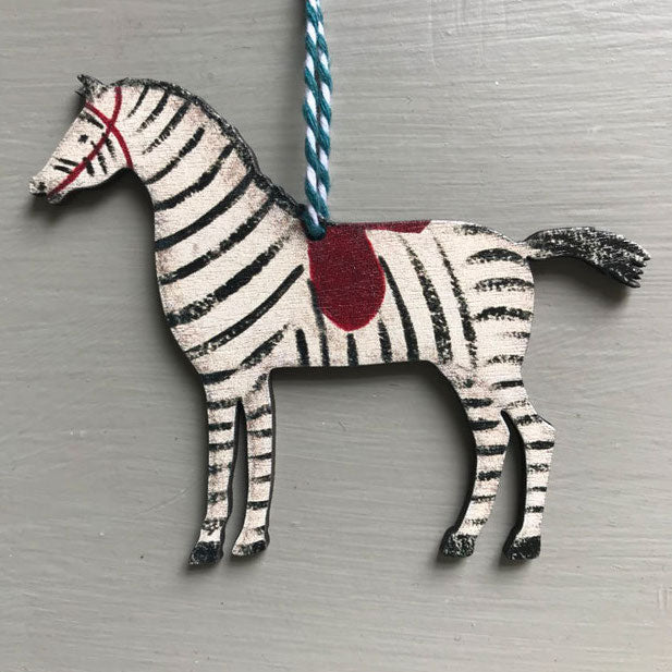 Zebra 3mm birch plywood decoration (printed both sides) from an original painting by Elizabeth Harbour.