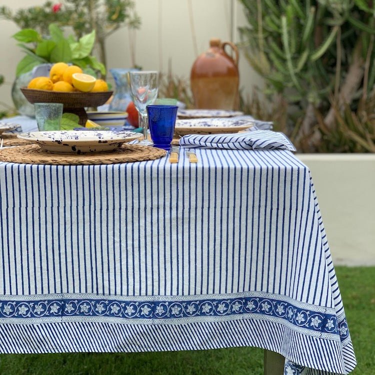 Classic Stripe Tablecloth – Jodhpur Blue - The Voyage Dubai