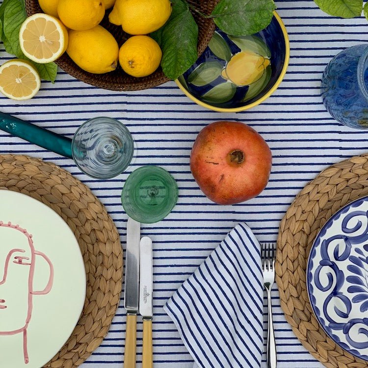 Classic Stripe Tablecloth – Jodhpur Blue - The Voyage Dubai
