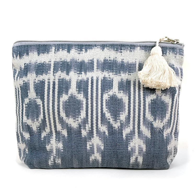 The Voyage Dubai - Fair Trade handmade ikat pouch from Mayan Hands in Grey