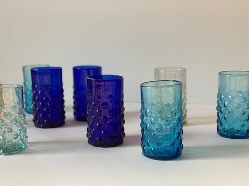Handblown Syrian Recycled Bubble Tumbler (Turquoise) - The Voyage Dubai