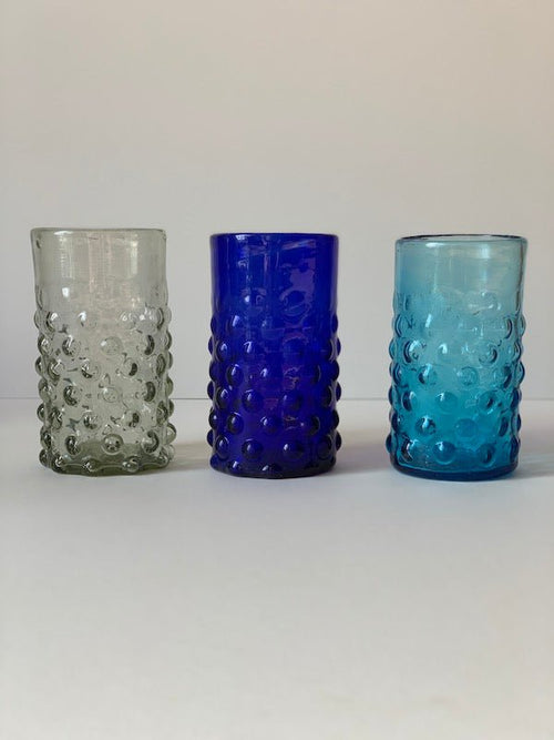 Handblown Syrian Recycled Bubble Tumbler (Turquoise) - The Voyage Dubai