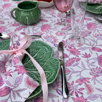 The Voyage Dubai - Isabelle dinner napkins in floral pink 100% cotton hand block printed dinner napkins. Sold as a set of four. printed by hand in Jaipur India