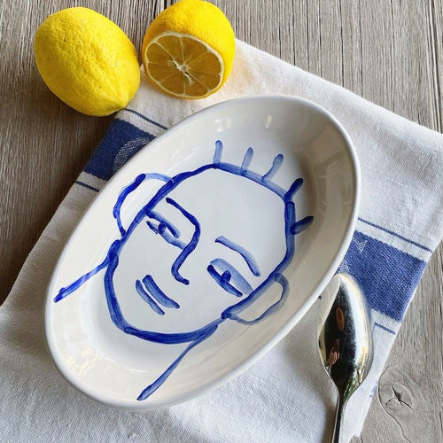 Large Oval Face Plate Blue - The Voyage Dubai