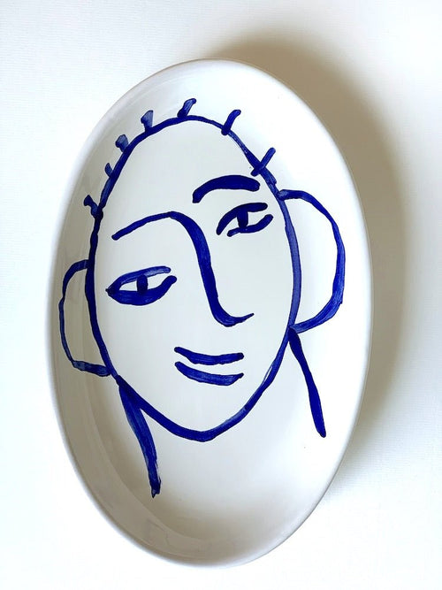 Large Oval Face Plate Blue - The Voyage Dubai