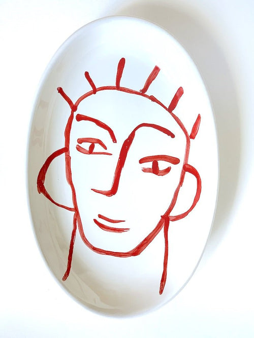 Large Oval Face Plate Red - The Voyage Dubai
