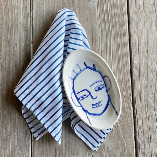 Small Oval Face Plate Blue - The Voyage Dubai