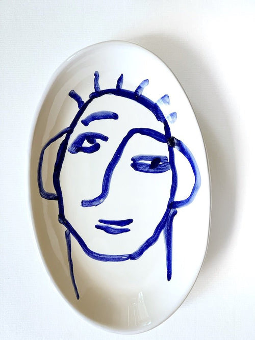 Small Oval Face Plate Blue - The Voyage Dubai