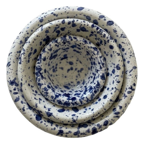 Splatter Condiment Bowls (Zingla) in Blue - Set of 3 - The Voyage Dubai