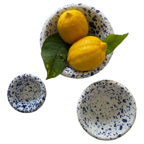 Splatter Condiment Bowls (Zingla) in Blue - Set of 3 - The Voyage Dubai