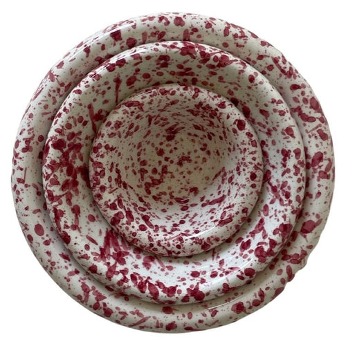 Splatter Condiment Bowls (Zingla) in Pomegranate Red - Set of 3 - The Voyage Dubai